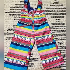 Adorable Multi colored StripedToddler Girl Size 2 Obermeyer I- Grow Ski Bibs